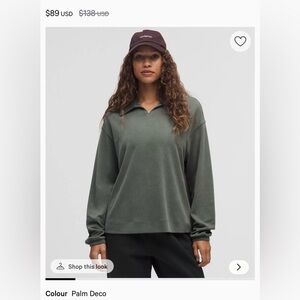 Lululemon Softstreme Pique Oversized LS Polo - S - Palm Deco